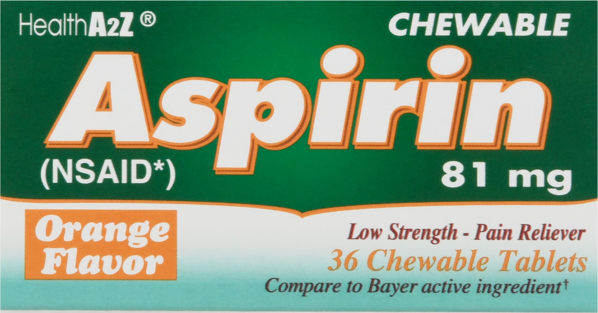 HealthA2Z Pain Reliever Orange Flavor Chewable Aspirin 81 mg (0.7 oz)