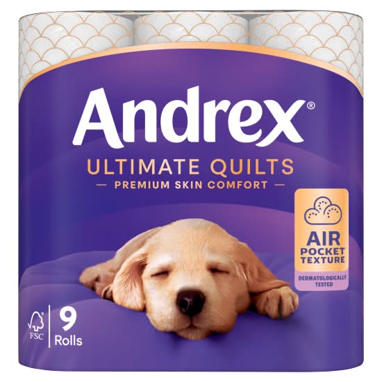 Andrex Ultimate Quilts Toilet Tissue Standard Rolls (9 pack)