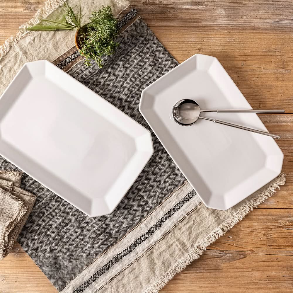 Over & Back · Bandejas de cerámica, blanco (2 un)