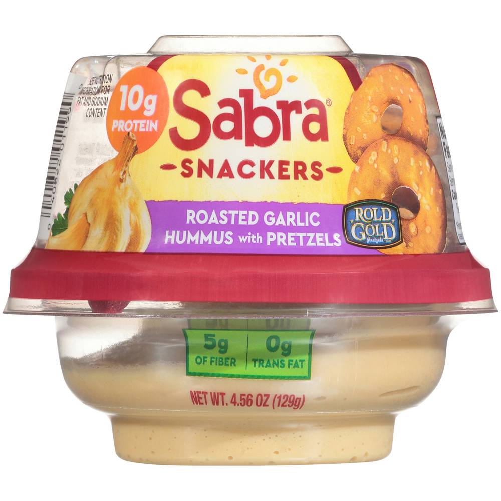 Sabra Plant Based Snackers Hummus and Pretzels (roasted garlic)