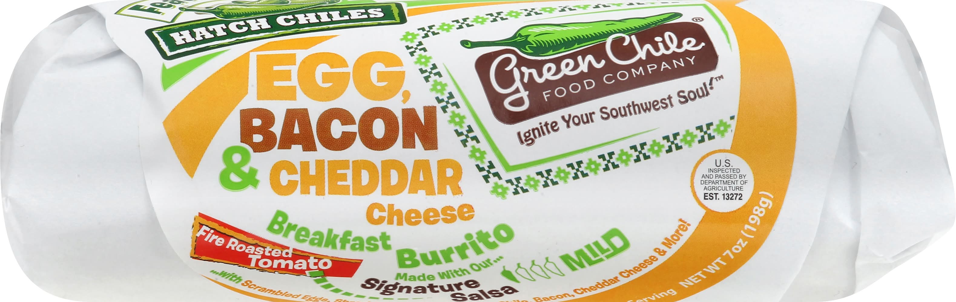 Green Chile Food Company Egg, Bacon & Cheddar Cheese Mild Breakfast Burrito (7 oz)