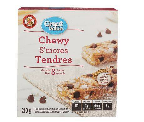 Great value barres tendres s'mores chewy (8 unités, 210 g) - chewy s'mores granola bars (8 units)