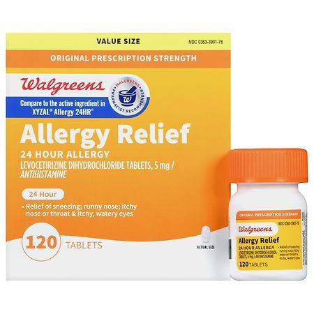 Walgreens Levocetirizine Dihydrochloride All Day Allergy Relief 5mg Tablets ( 120 ct )