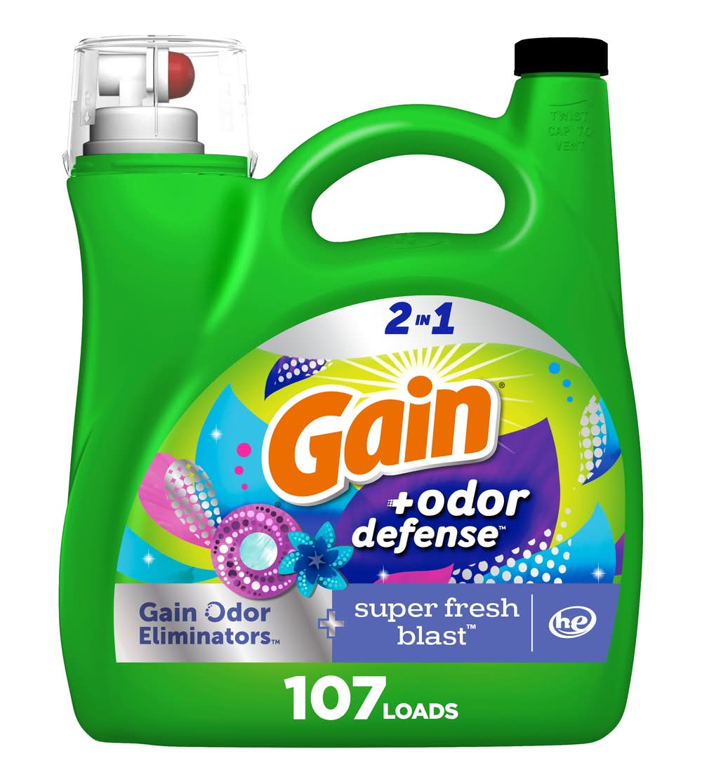 Gain Odor Defense Super Fresh Blast HE Laundry Detergent 107 Loads 154 -fl oz