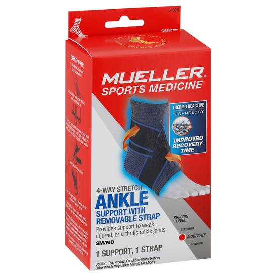 Mueller's Small/Medium 4-way Stretch Ankle Support With Removable Strap