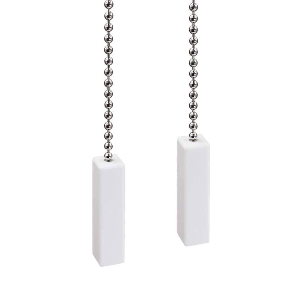 5 In.White Indoor/Outdoor Rectangle Ceiling Fan Pull Chains (2-Pack)