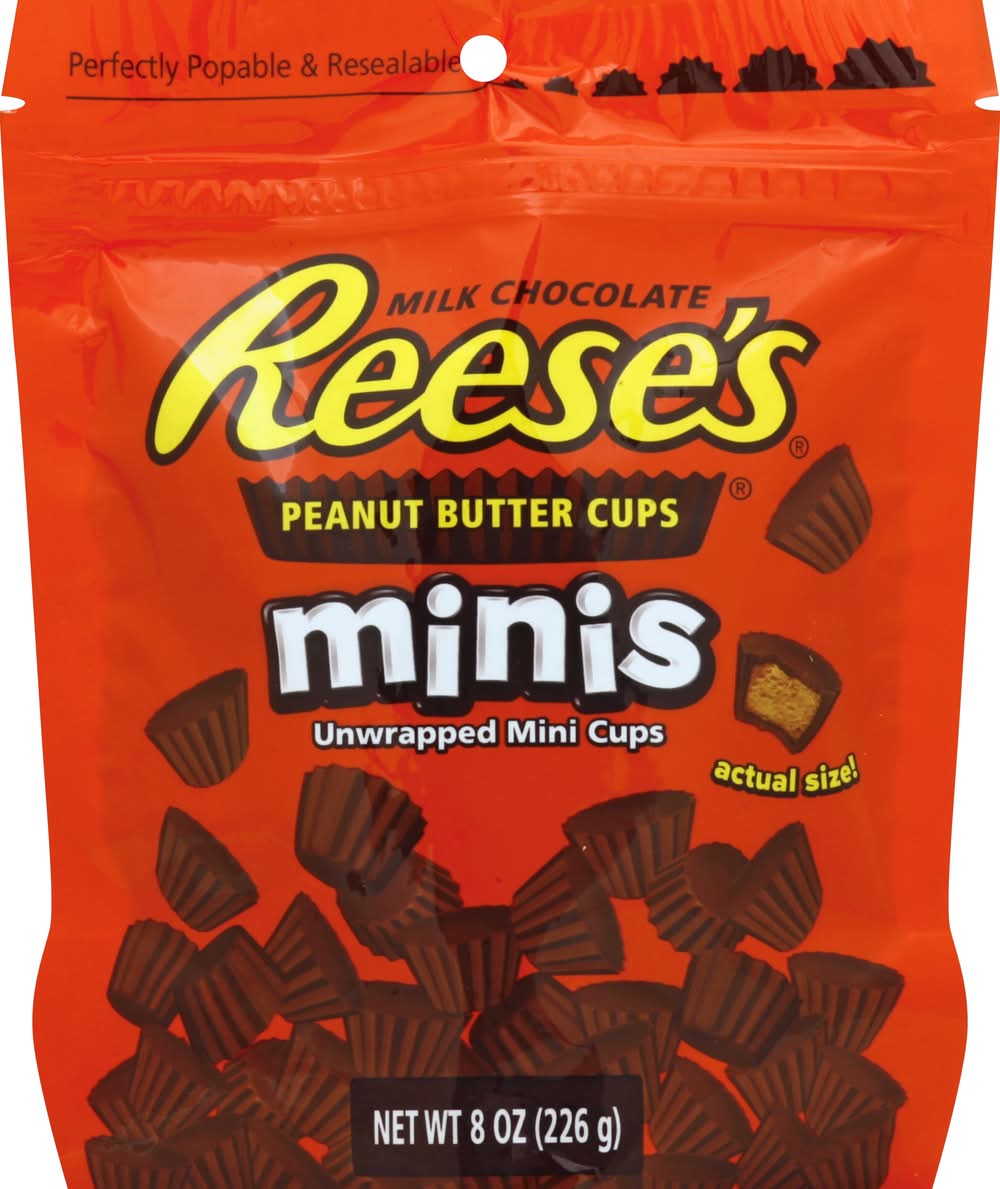 Reese's Unwrapped Mini Milk Chocolate Cup Candy, Peanut Butter (8 oz)