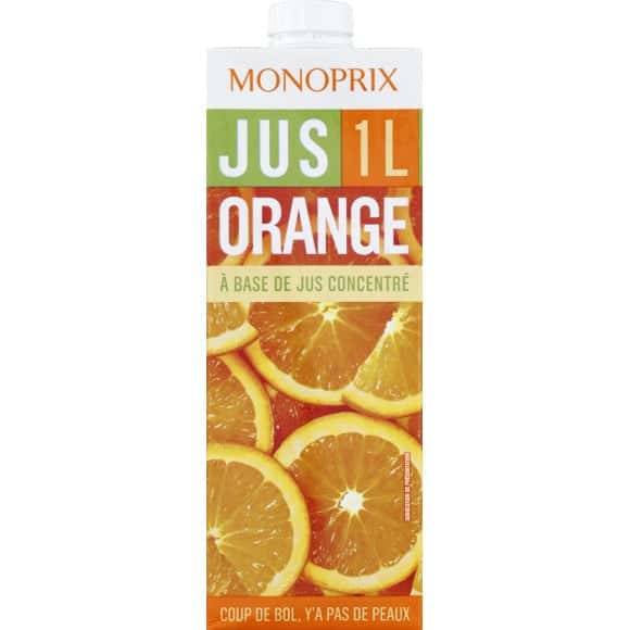 Monoprix Jus D'Orange À Base De Jus Concentré La Brique De 1 L