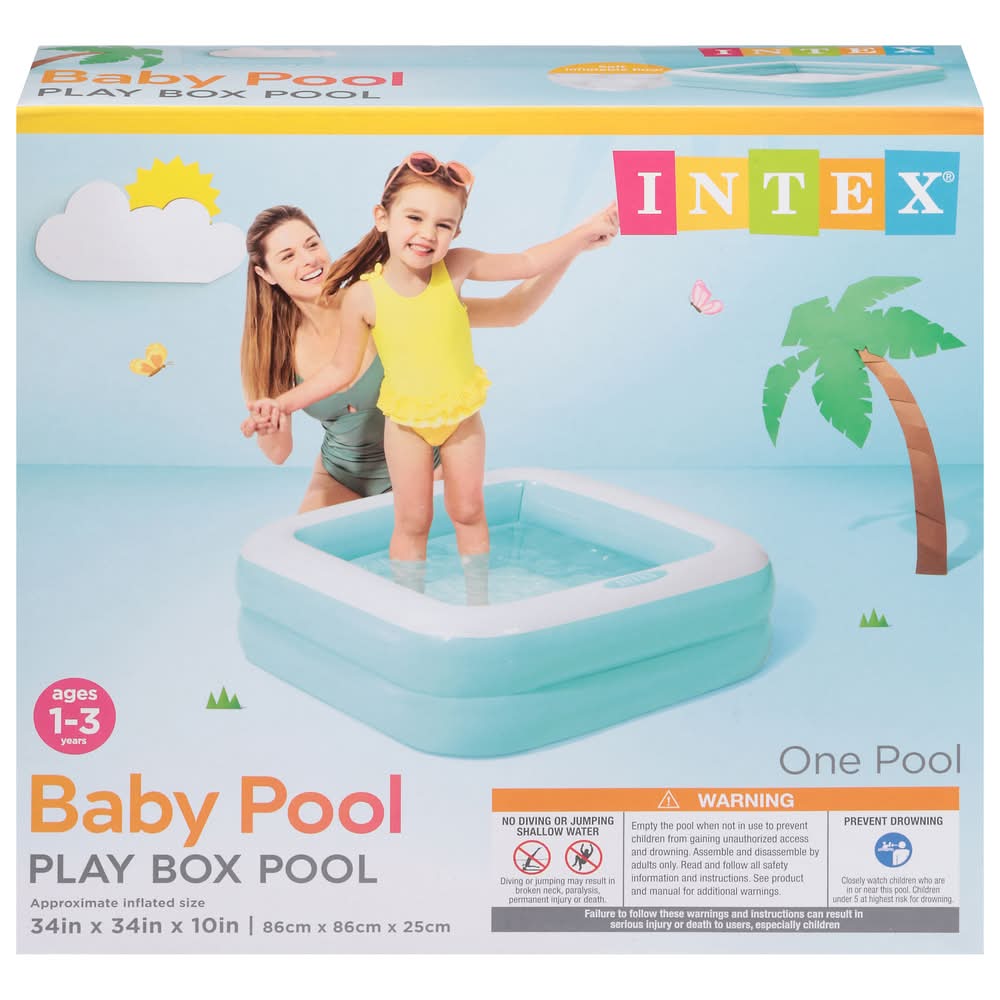 Intex Ages 1-3 Years Play Box Baby Pool, 34in x 34in x 10in