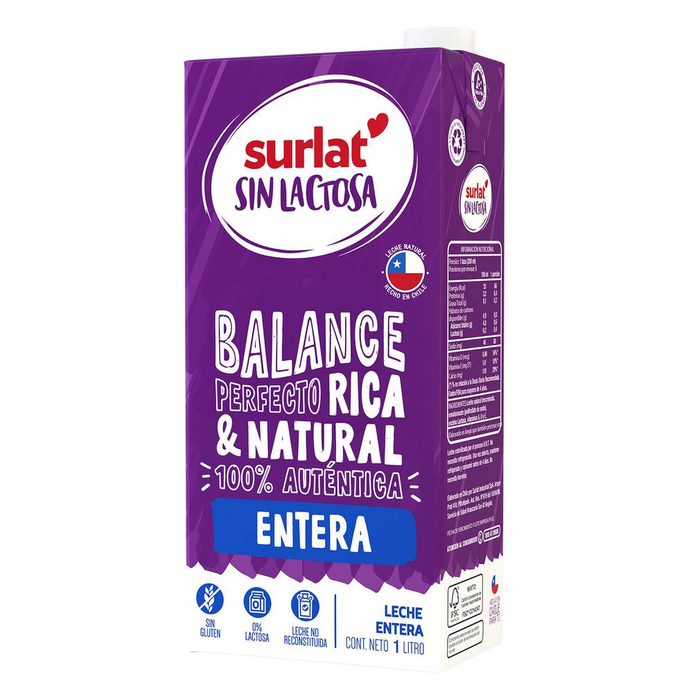 Surlat leche entera sin lactosa (1 l)