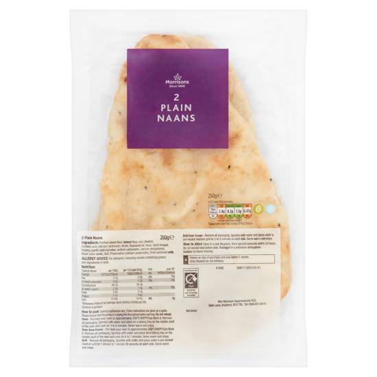 Morrisons Plain Naans (260g)