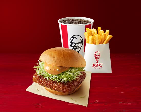 和風チキンカツバーガー本格ゆず七味セット(ドリンク付き) Authentic Yuzu Shichimi Spices Wa-fu Chicken Cutlet Burger Combo