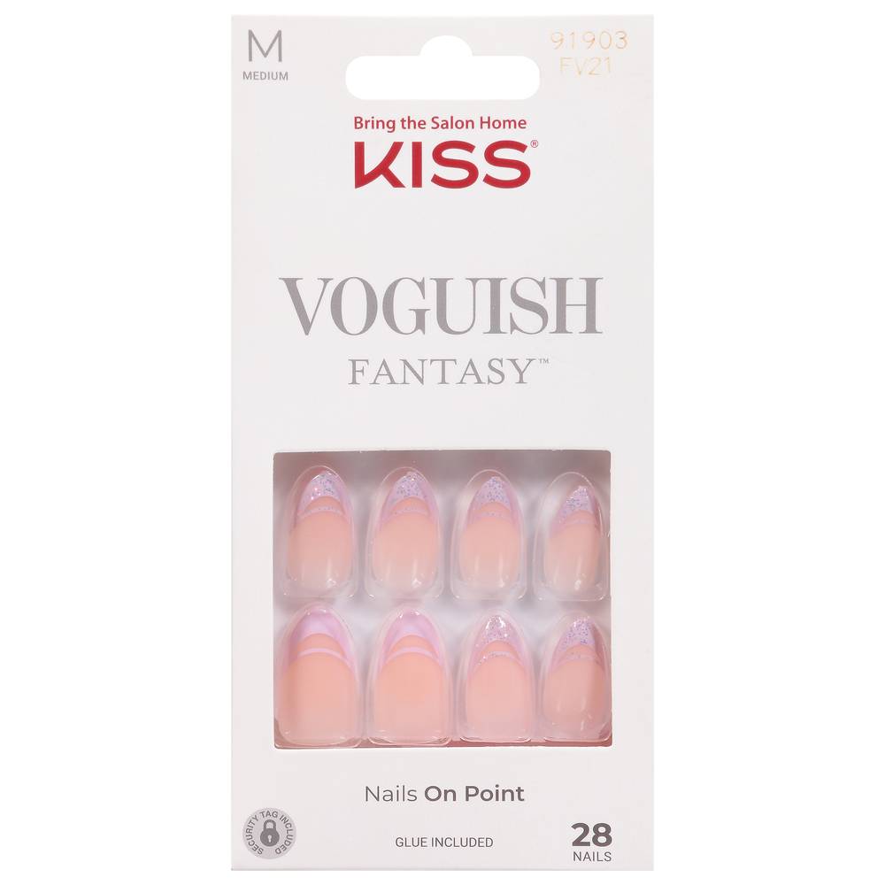 KISS Voguish Fantasy Nails Rainy Night, Medium, Light Pink (28 ct)