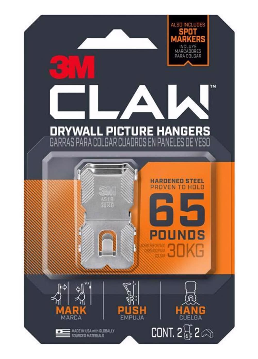 3M Claw Silver Drywall All Purpose Hanger 65 Lb 2 Pk