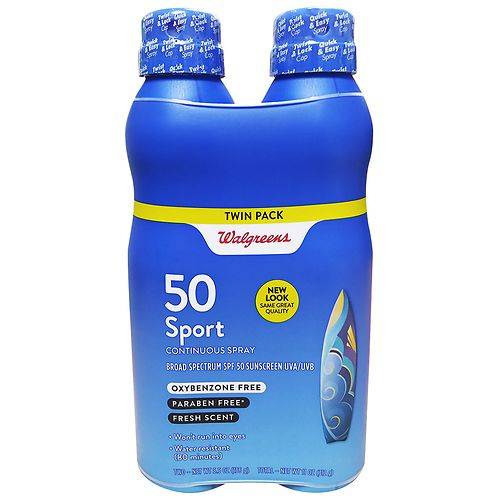 Walgreens Sport Sunscreen Continuous Spray SPF 50 Fresh - 5.5 OZ x 2 pack