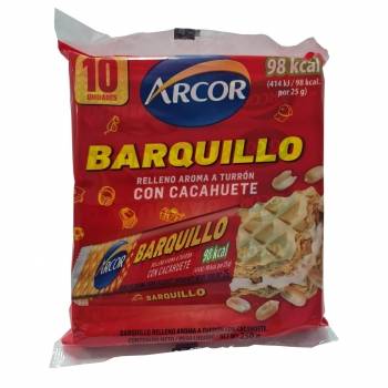 Barquillo relleno de crema de turrón con cacahuete Arcor 250 g.