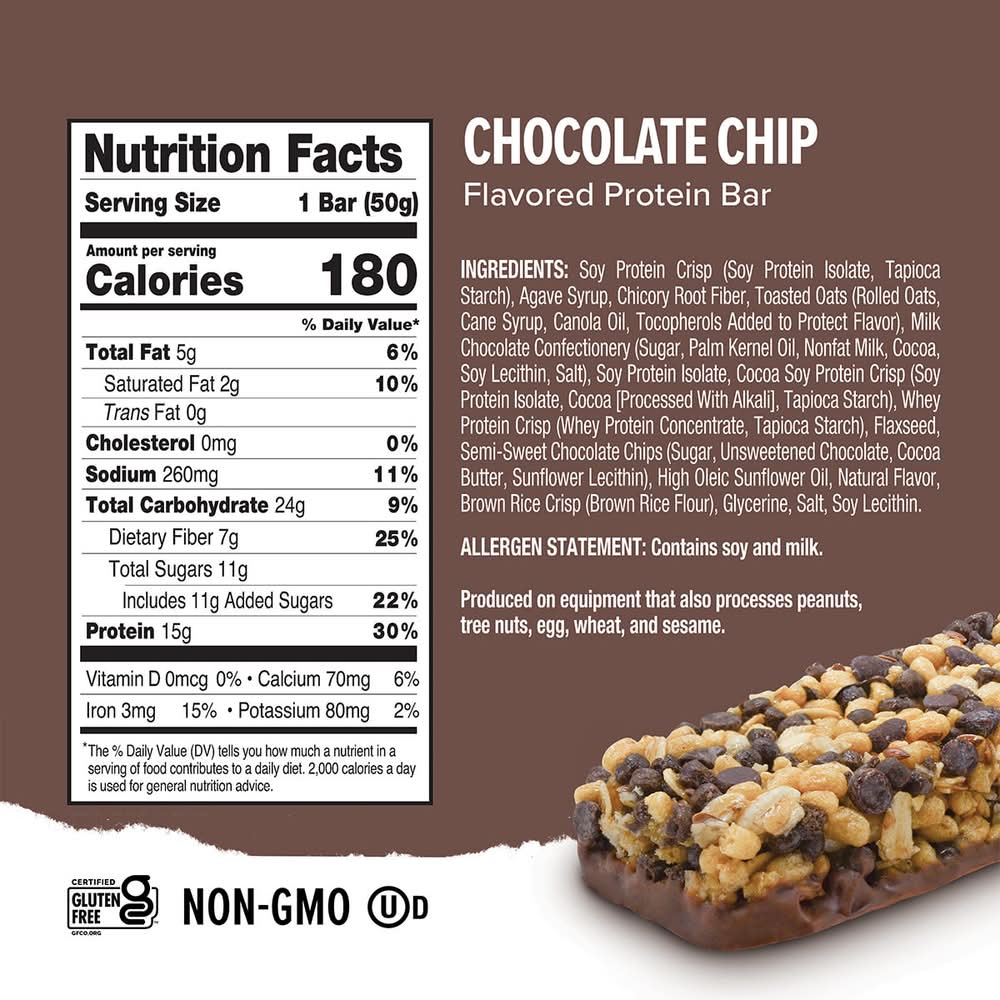 Ready Clean Protein Bars, Chocolate Chip (4 x 1.76 oz)