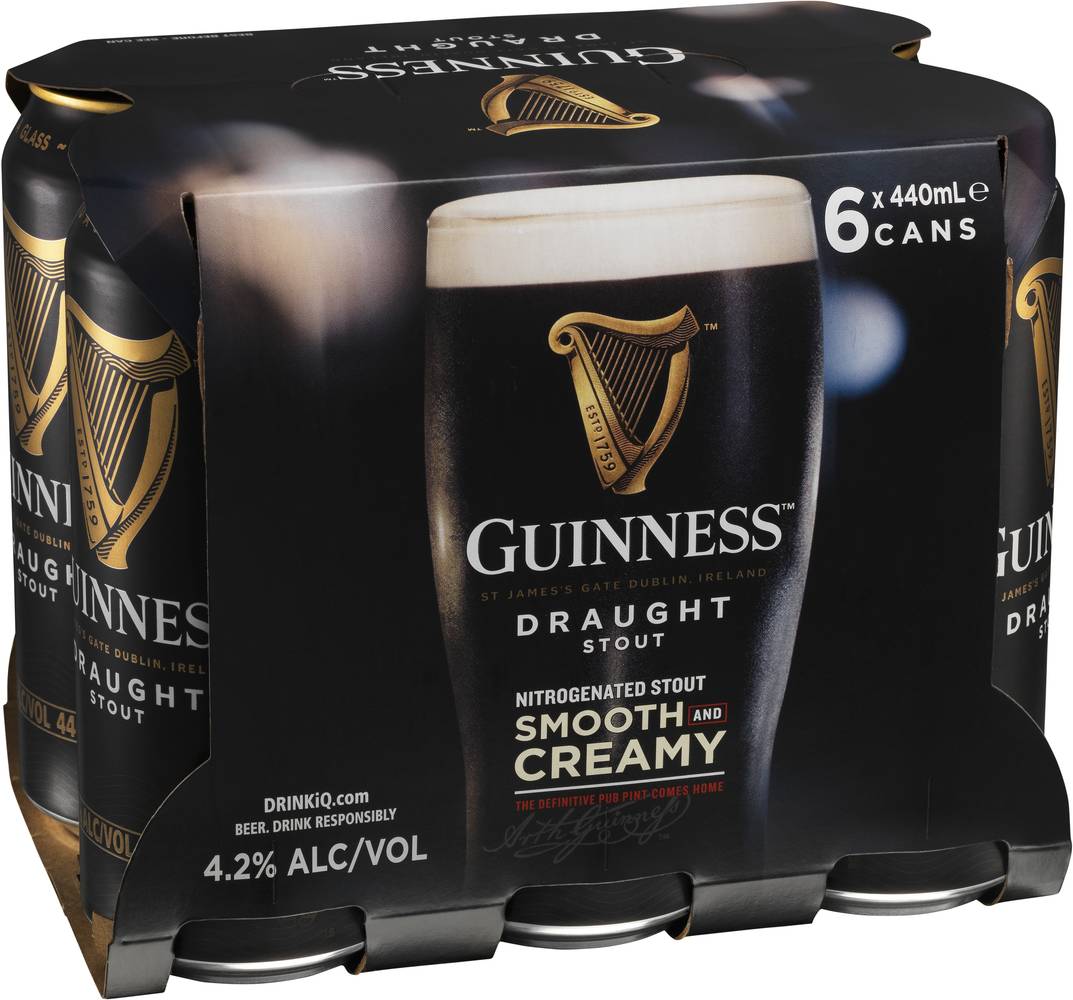 Guinness Draught Can 440mL X 6 pack