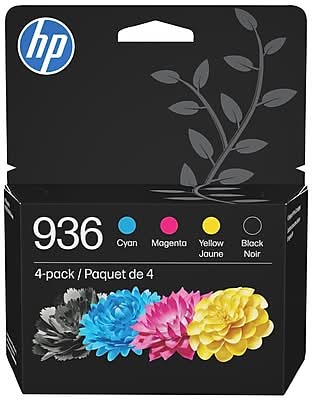 HP 936 Black/Cyan/Magenta/Yellow Standard Yield Ink Cartridges, 4/Pack (6C3Z5LN)