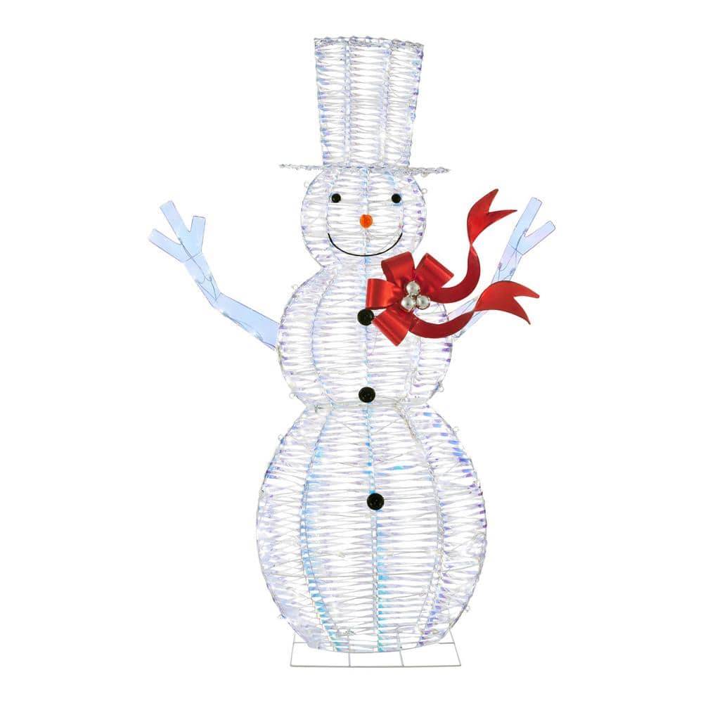 Home Accents Holiday 6 Ft. Iridescent Twist Led Iridescent Snowman Holiday Yard Decoration Y28