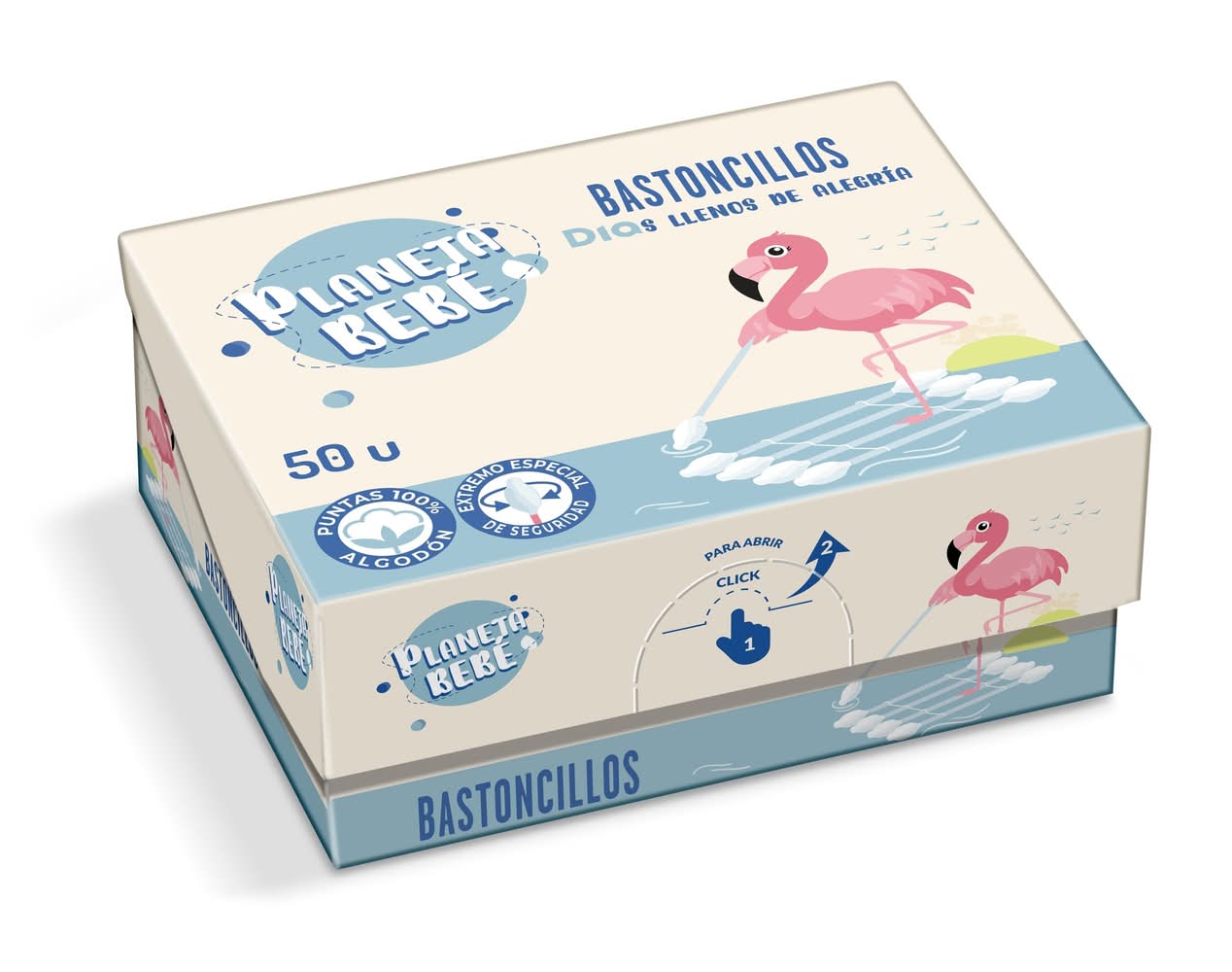 Bastoncillos De Algodón Con Palo De Papel Planeta Bebé De Dia Caja 50 Unidades