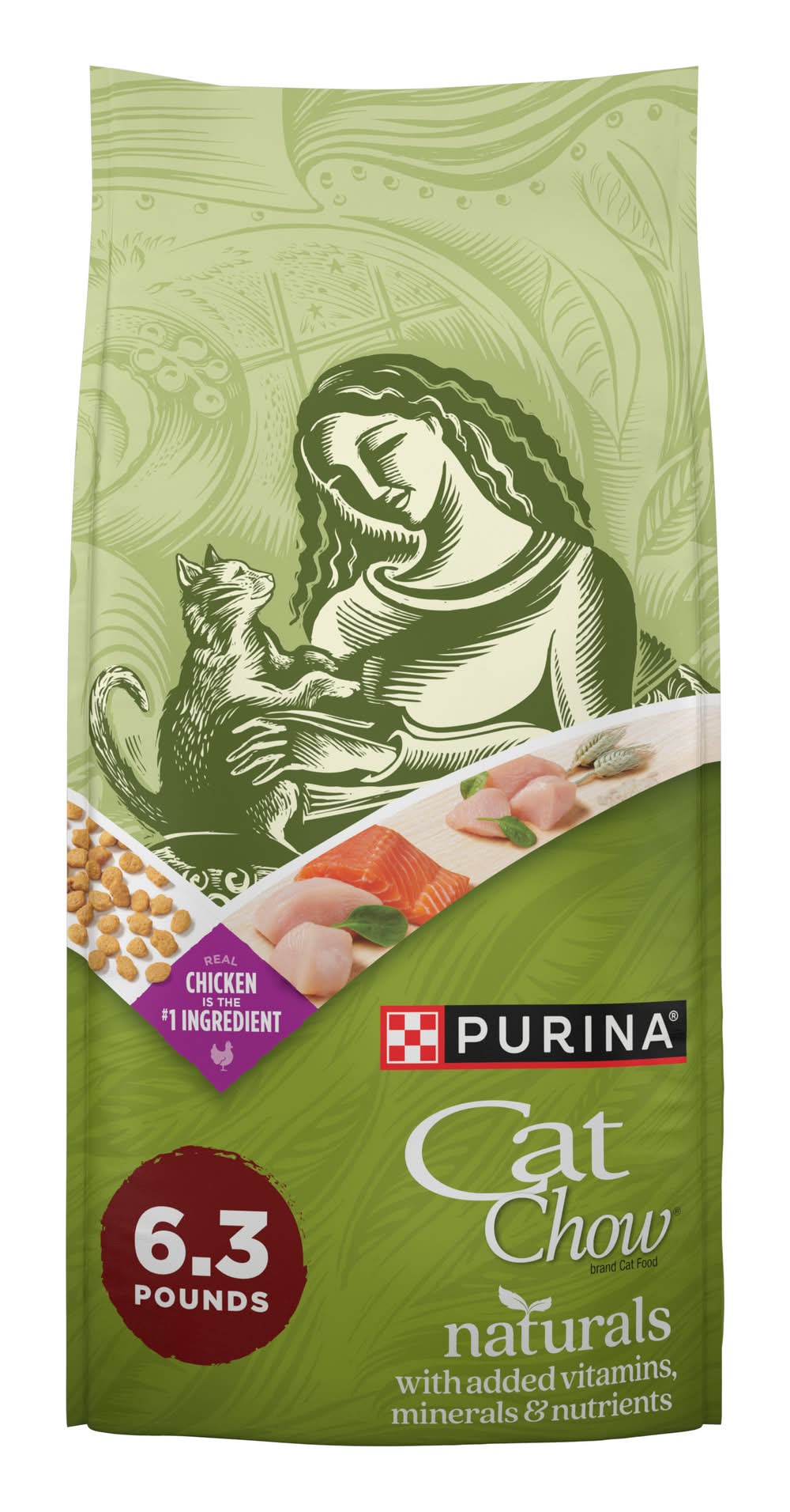 Purina Cat Chow Naturals Dry Cat Food, Chicken & Salmon (6.3 lbs)