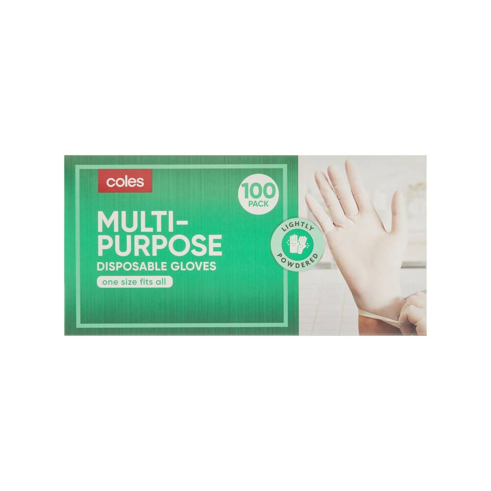 Coles Multi Purpose Disposable Latex Gloves 100 pack