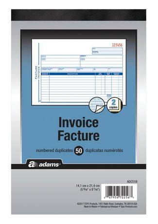 Adams Invoice Facture Numbered Duplicates (50 units)