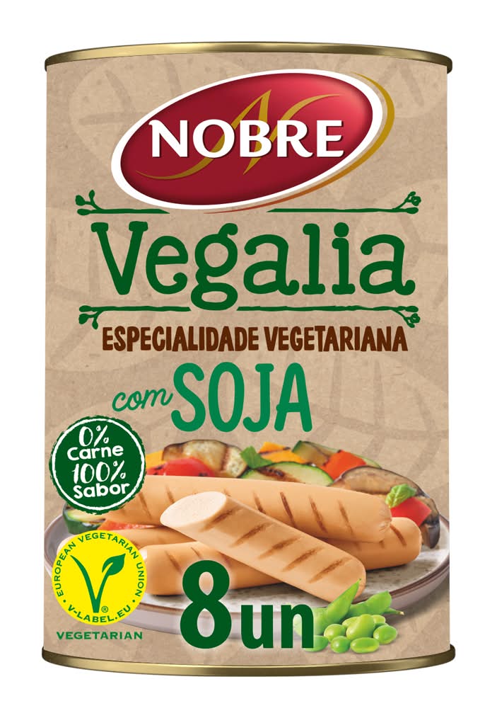 Nobre - Vegalia especialidade vegetariana de soja, lata com 8 unidades