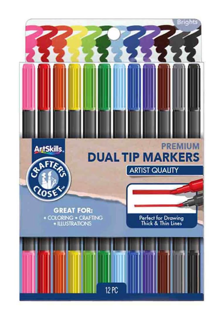 Artskills Crafter'S Closet Dual Tip Markers 12 Pc