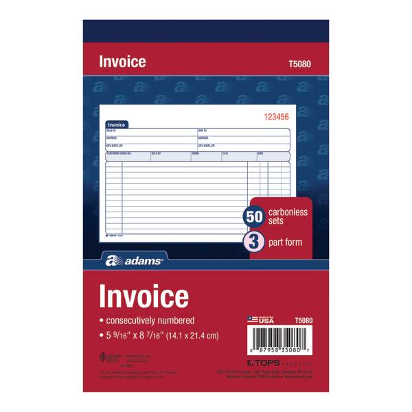 Adams Carbonless Invoice Book, 14.1 x 21.4 cm