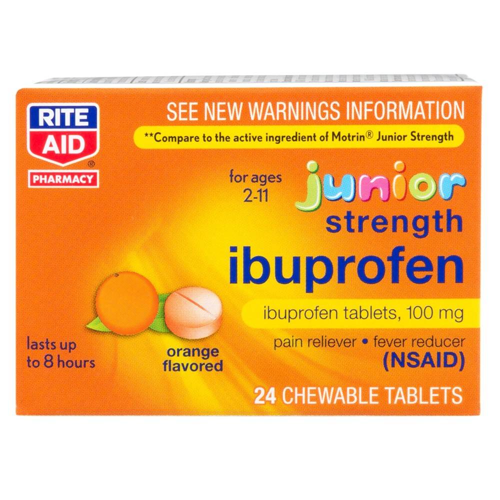 Rite Aid Junior Strength Ibuprofen Chewable Tablets Orange 100mg (24 ct)