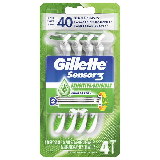 Gillette Sensor 3 Sensitive Disposable Razors (4 ct)