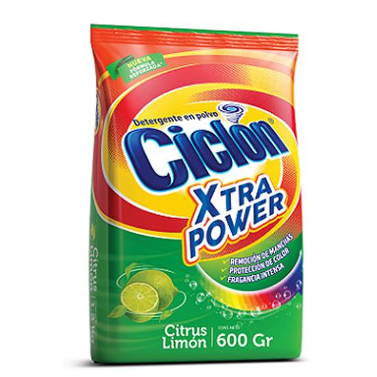 Detergente En Polvo Limón Ciclón 600 Gr