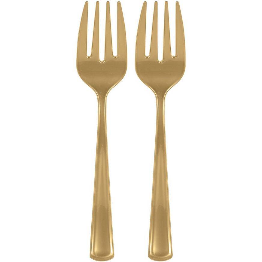 Party City Plastic Serving Forks (9.75 inches/gold) (2 ct)