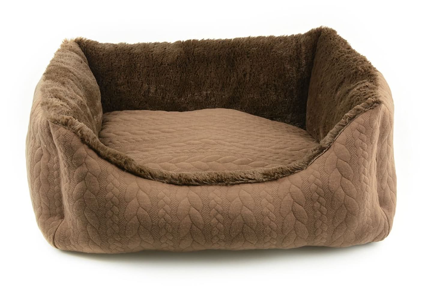 Bailey & Bella Cable Knit Bolster Bed Brown, Large