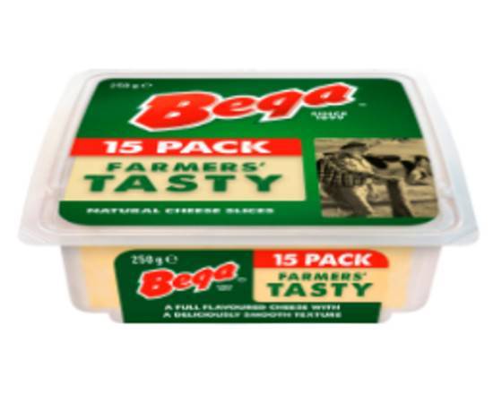 Bega Farmers Tasty Natural Cheese Slices 250g (15 Pack)