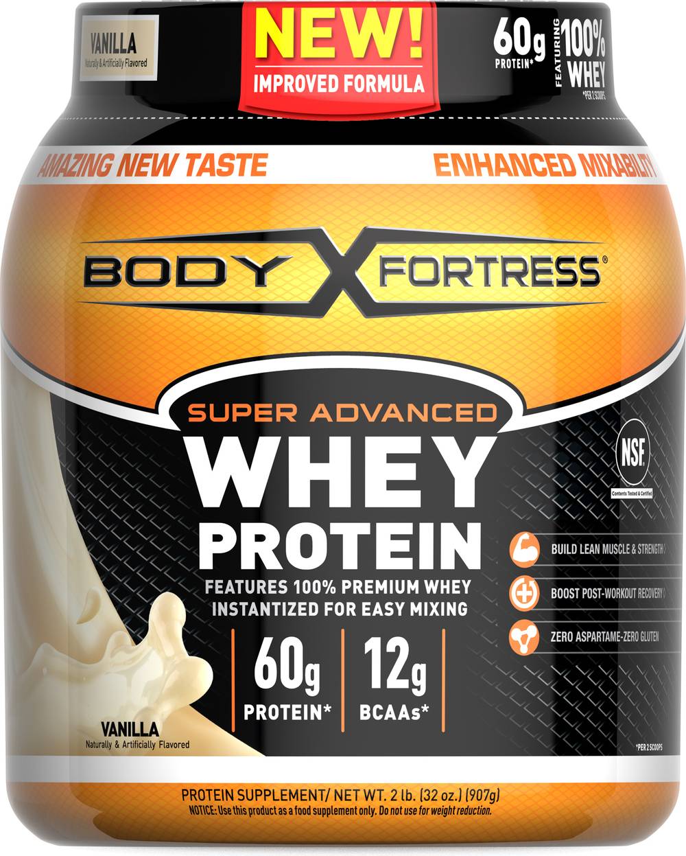 Body Fortress Super Advanced Whey Protein Powder, Vanilla (1.74 lbs)