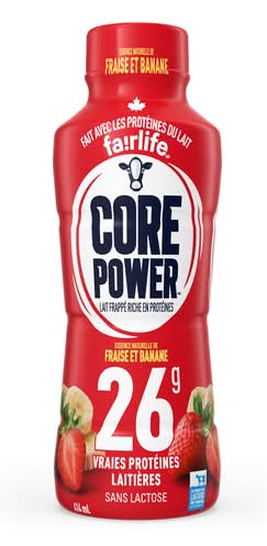 Core Power Boisson Protéinée Fraise Banane 414 Ml / Core Power Protein Drink Strawberry Banana 414 ml