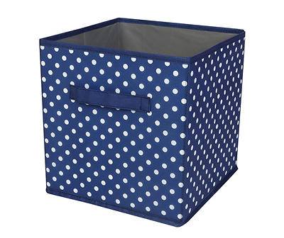 11" Blue & White Dot Fabric Bin