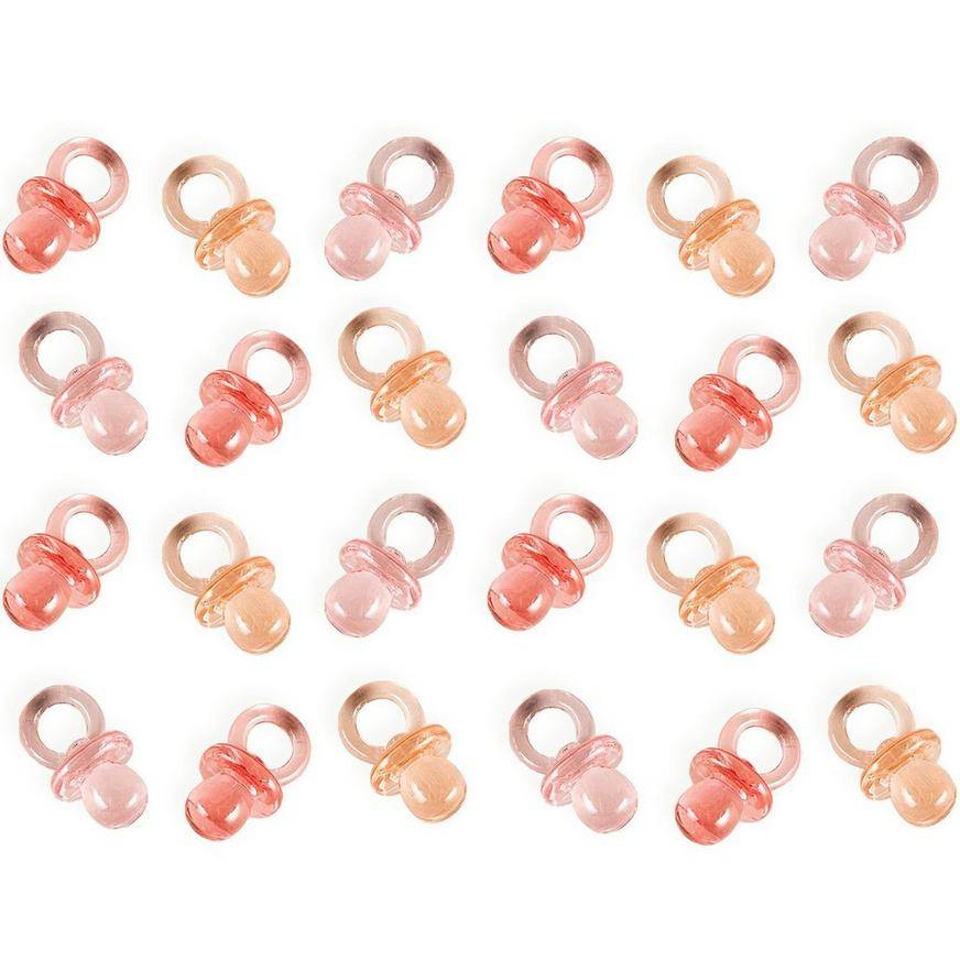 Mini Pink Pacifier Baby Shower Favor Charms 24ct