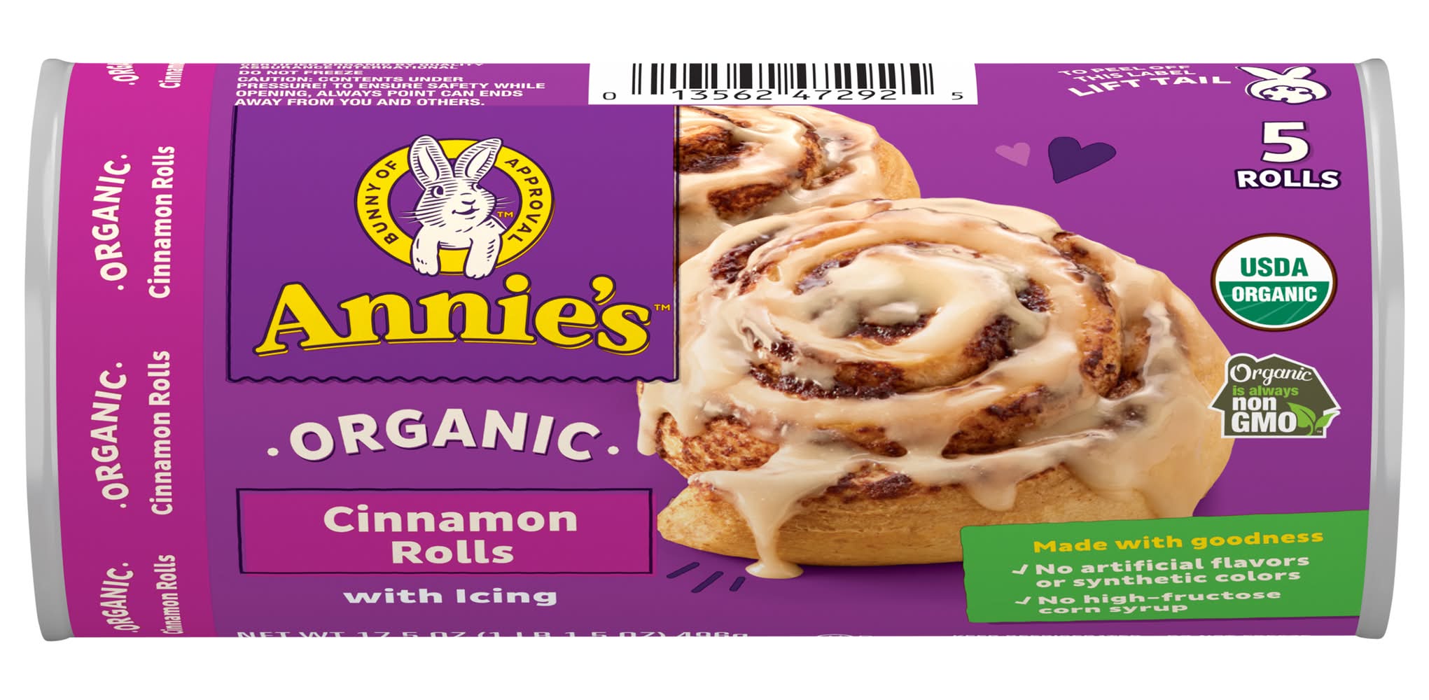 Annie's Organic Rolls With Icing, Cinnamon (17.5 oz, 5 ct)
