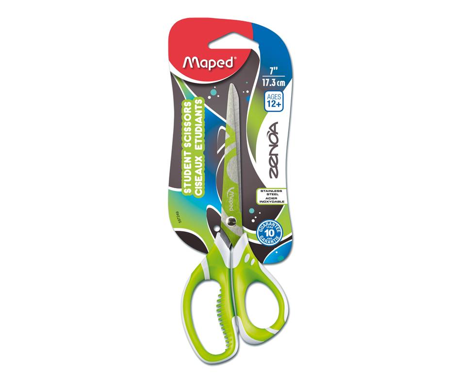 Maped zenoa ciseaux étudiants 7 pouces (1 unité, vert) - zenoa student scissors 7 inches (1 unit, green)