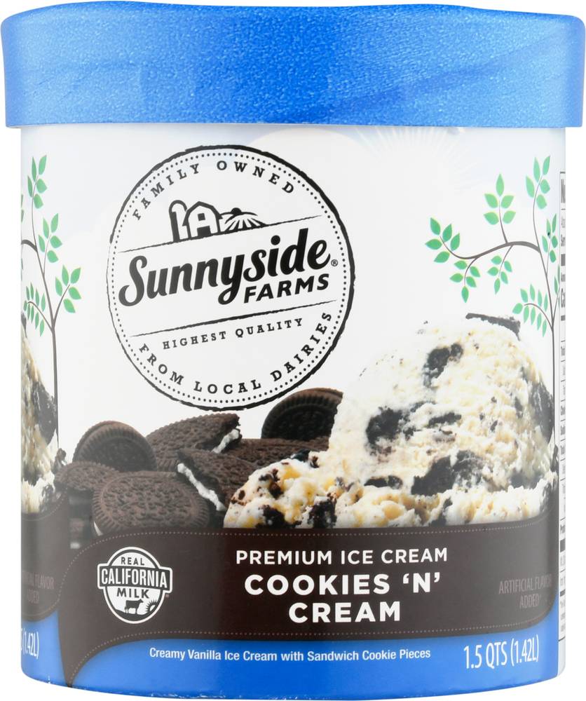 Sunnyside Farms Premium Cookies N Cream Ice Cream (vanilla- chocolate)