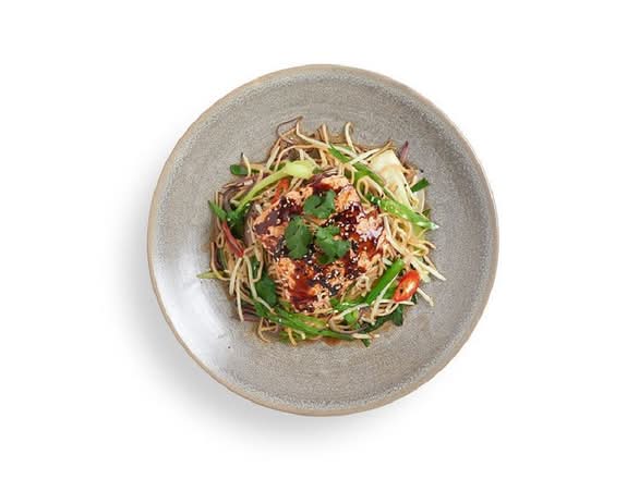 salmon teriyaki soba