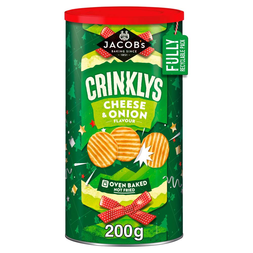 Jacob's Crinklys Cheese & Onion Baked Snacks Christmas Tub 200g