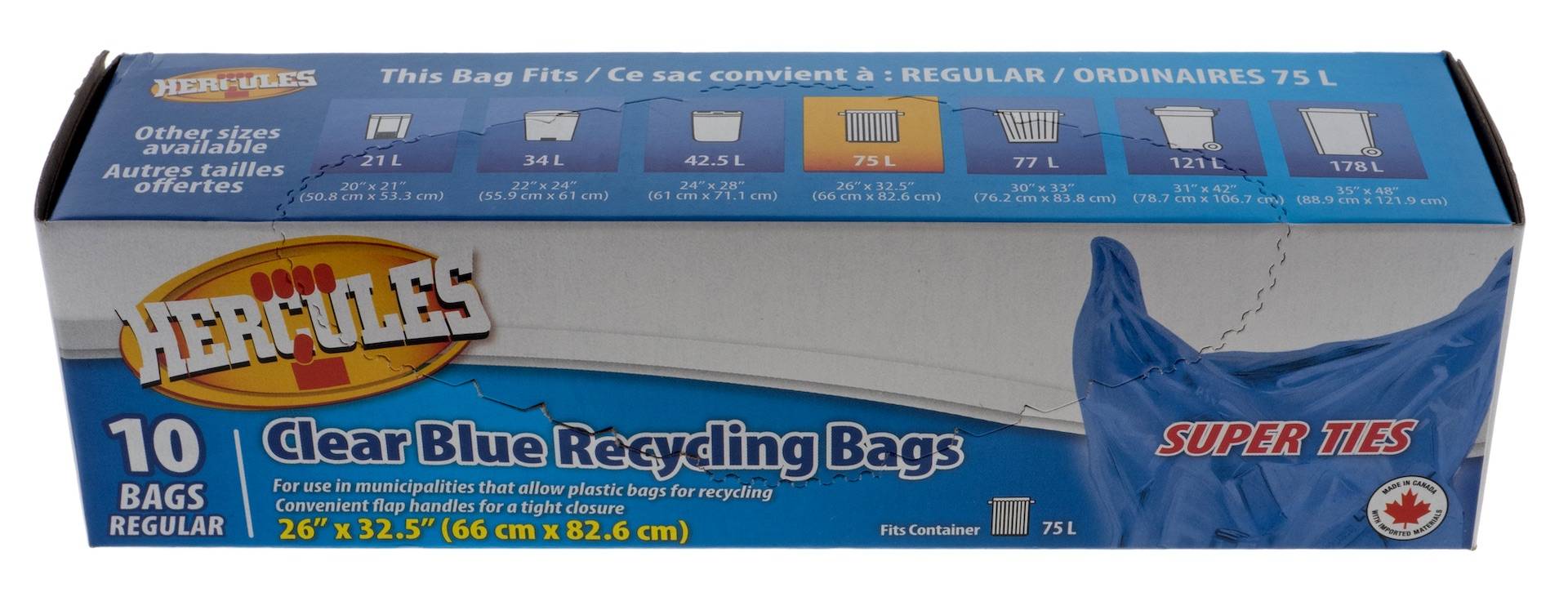 Hercules Clear Blue Recycling Bags (10 ct)