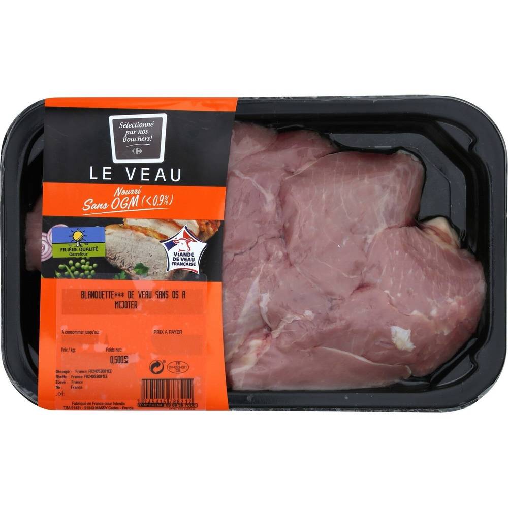 Carrefour - Viande de veau blanquette sans os à mijoter (500g)