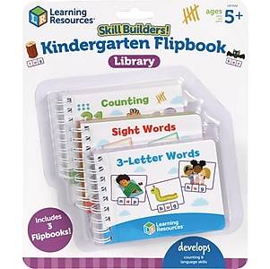 Learning Resources Skill Builders! Kindergarten Flash Card Flip-Books, 3 Books/Pack (LER6192)