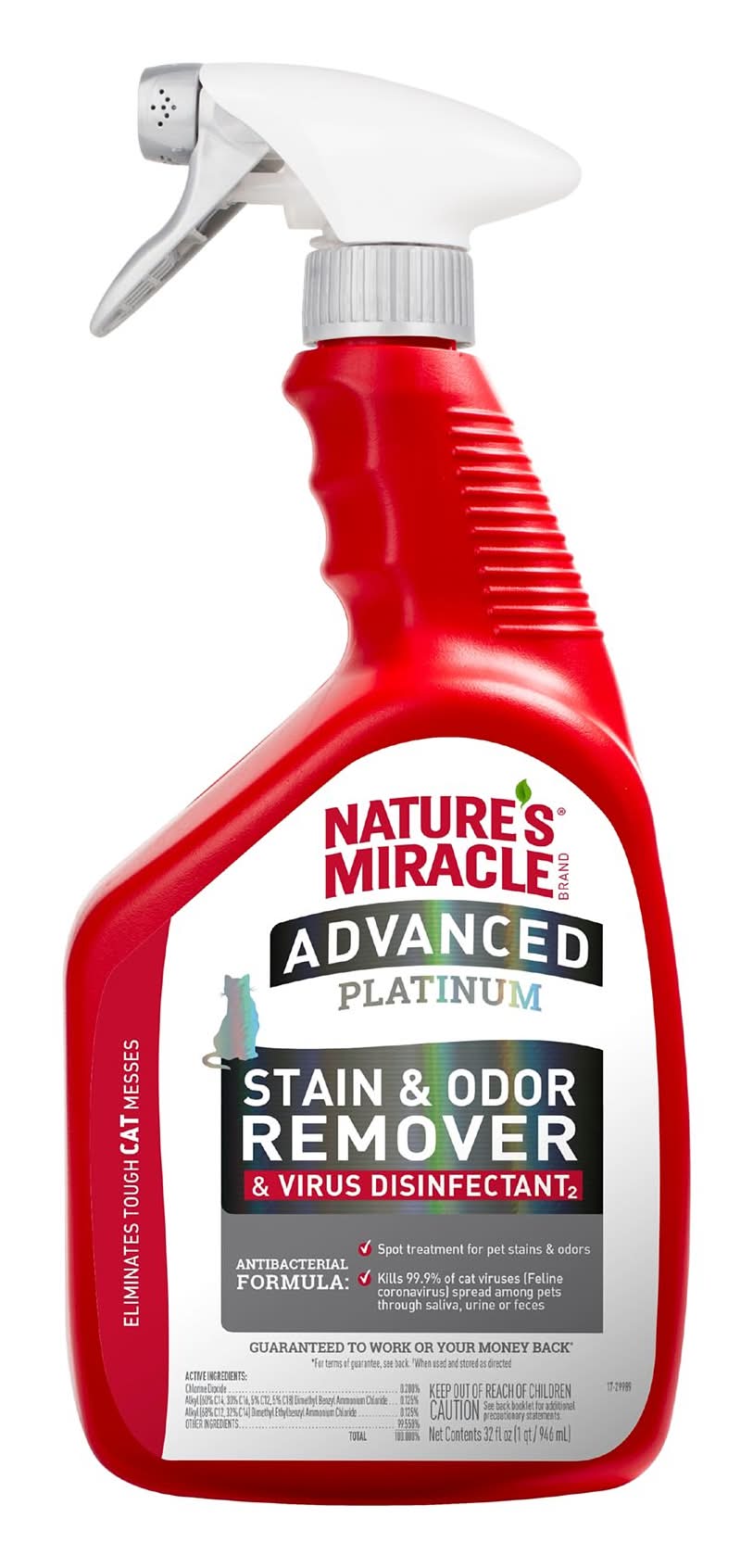 Nature's Miracle® Advanced Platinum Stain & Odor Remover & Virus Disinfectant for Cats (Size: 32 Fl Oz)